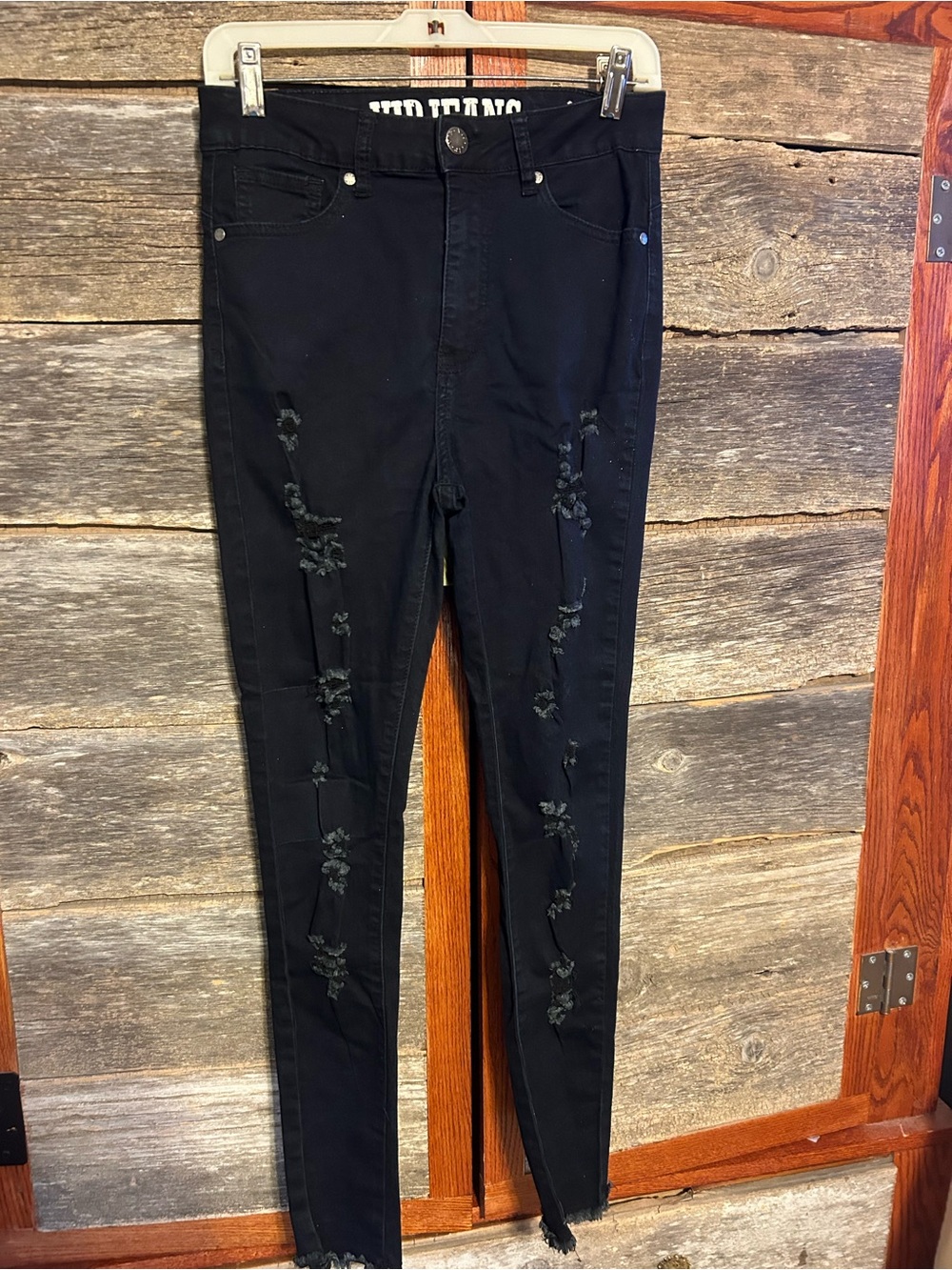 VIP Black Distressed Skinny Jeans for Women Size 7/28 Stretch Jeggings Junior